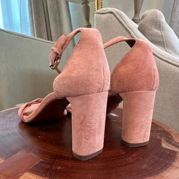 Coach Link Peony Pink Suede Ankle Strap Heel Sandal - Picture 4 of 10